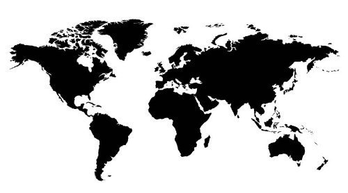 Wall World Map vinyl sticker decal mural. Any colour. 180 x 110cm. Plus 150 14mm white marker dots! by FSSS Ltd