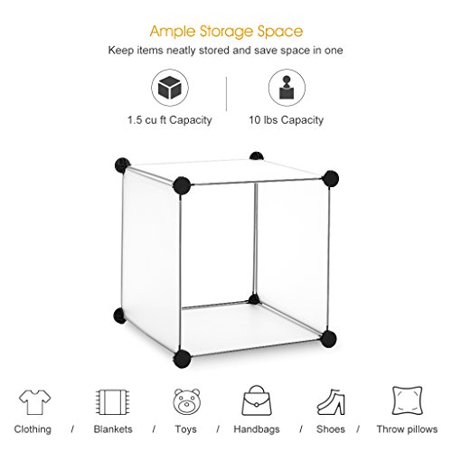 LANGRIA Regalsystem Offen Stufenregal 16-Kubus Lagerregal Kleiderschrank Garderobe mit Transluzenten Weiß Platten für Kleidung, Schuhe, Spielzeug und Bücher - 4