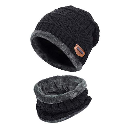 Bashley Hiver Épais Bonnet Écharpe Ensemble Unisexe Enfants Garçon/Fille Chapeau Beanie Chaud Écharpe 2Pcs pour Ski ou Plein Air,Collection Automne Hiver(Environ 3-10 Ans)