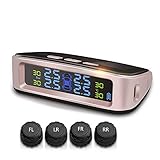 YTBLF Drahtloser Solar-Reifendruckmonitor mit USB-Ladeanschluss externer Auto-Reifenüberwachungsmonitor