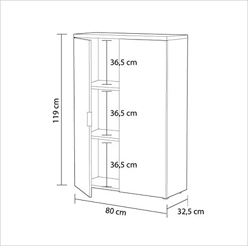 Habitdesign 0F5655A - Mueble Auxiliar despacho, Modelo Office, Blanco