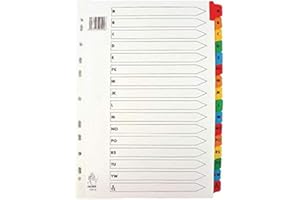 NICE PRICE A4 A-Z Index Divider Multi Coloured TABS Alphabetical Mylar White Board (5)