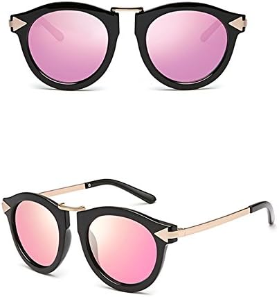 WHTLL-South Korea Sunglasses Women tide Polarized Sunglasses round face long face glasses,Black Bobbi powder