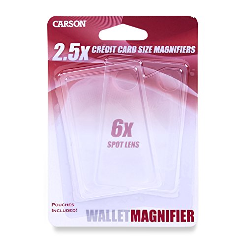 Carson WM-01 - Lupa de cartera de 2 5x 6x aumentos  transparente - Paquete de 2 unidades