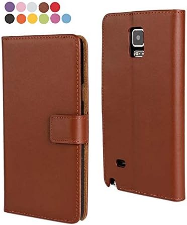 CATOE Luxury Genuine Leather Wallet Folio Stand Flip Case with Card Slot for Samsung GALAXY Note4 High Quality Sport Gym Brown
