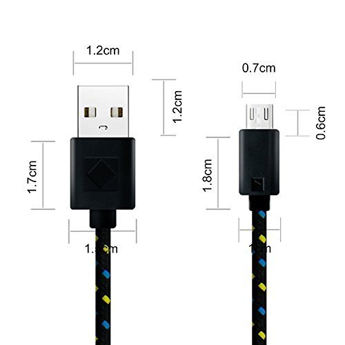 brosuper 2 m Micro USB Ladekabel Candy Farbe Woven Nylon USB Kabel für Android Smartphones Samsung Galaxy/Nexus/LG/Sony/HTC/Motorola, Kindle, PS4 Controller Datenkabel - 7