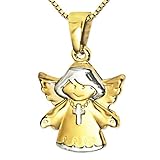 Protección Ángel: kindliches angelitos, figurativos con forma de cruz cadena tragend (de 2 colores), óptica en bicolor elegante.