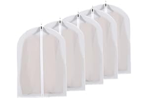 DDGAO Garment Covers Dustproof Clothes Covers Moth Proof Coat Bag with Zip PEVA Translucent Dress Cover Waterproof Anti-mite Breathable Suit Protector 5pcs (60x80cm)