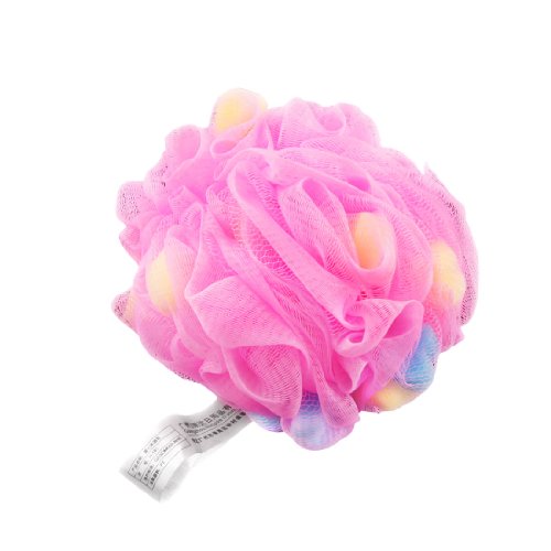 Bathing Skin Care Fuchsia Meshy Hole Ball Scrubber Shower Pouf