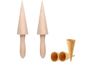 Belvanr Moule à Cône en Bois 2 Pièces Rouleau Gaufre Cône en Bois Cône Forme Moule en Bois Rouleau Crème Glacée Moule Rouleau de Gaufres Mouler,Moule de Cornets de Crème Glacée Rouleau Gaufres