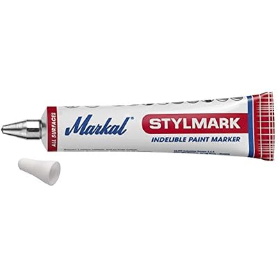 MARKAL 96652 Stylmark Marqueur, Pointe bille 3 mm en acier, Blanc