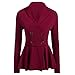 Produktbild Geili Damen Blazer Langarm Zweireiher Anzugjacke Wintermantel Elegant Reverskragen Taille Jäckchen Anzug Frauen Große Größen Slim Fit Business Büro Rüschen Mantel Outwear Windcoat