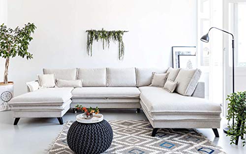 Bobochic - Boho - Canapé d'angle panoramique XXL - Convertible - avec Coffre - Droit