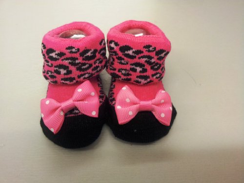 Baby girl's pink I'm Wild Mary Jane socks with organza gift bag 0 - 6 months (Fushia Pink)