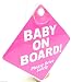 Pink Baby On Board Sign Suction Cup Vehicle Safety Bright Baby On Board Car Sign