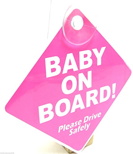 Pink Baby On Board Sign Suction Cup Vehicle Safety Bright Baby On Board Car Sign