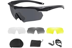 SKJJL Occhiali polarizzati militari, occhiali Airsoft Protection con 3 lenti colori intercambiabili, anti-graffio, nebbia e anti-UV per Airsoft Paintball, gioco di tiro, ciclismo, caccia, giallo