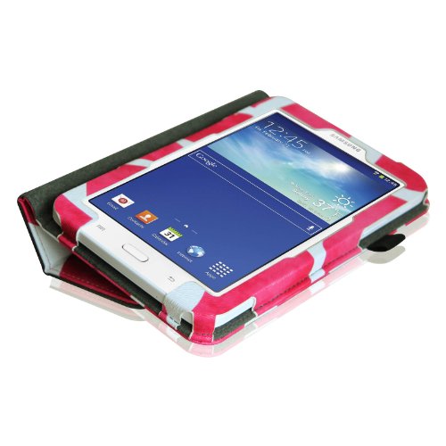 [Eckenschutz] Fintie Samsung Galaxy Tab 3 7.0 Lite T110 T111 T113 T116 Hülle Case – Slim Fit Folio Bookstyle Kunstleder Schutzhülle Cover Tasche mit Ständerfunktion für Tab 3 Lite 7.0 Zoll Tablet, Giraffe Pink - 9