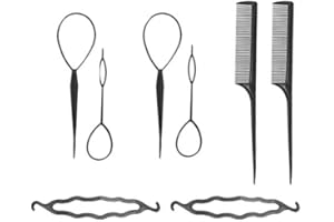 BREEZO 2 Set 8PCS Tail Hair Styling Tools, Ponytail Maker Fast Hair Braiding Tool Hair Accessories for Women Girls Black