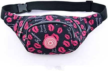 Bum Bag fanny Pack Festival Money Waist Pouch Travel Canvas Belt - Festivals /Club Wear/ Holiday Wear (Red lips)