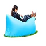 Trumpo - tumbona hinchable, saco de dormir, para interior, exterior, de aire, para dormir, como sofá, sofá cama, de nailon, impermeable, plegable, puf para descansar, para el verano, Camping, playa, pesca, Azure
