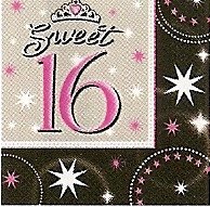 16 Servietten mit der Zahl 16.Geburtstag 3lg.32,7 x 32,7cm