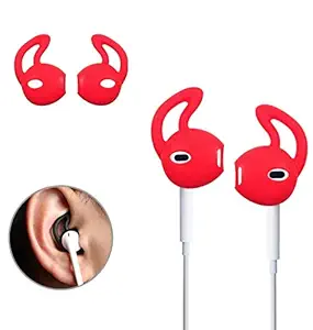 HOTKEI Silicon Earbud Cover Ear Hooks Ear Gels Tips Buds Anti-Slip Soft Sports Tip for Apple iPhone Headphones Earphones (1 Pair : Red)