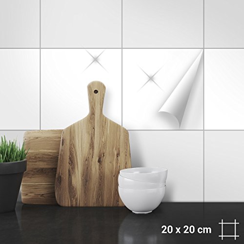 Wandkings Fliesenaufkleber 20 x 20 cm, 50 Stück - WEIß GLÄNZEND