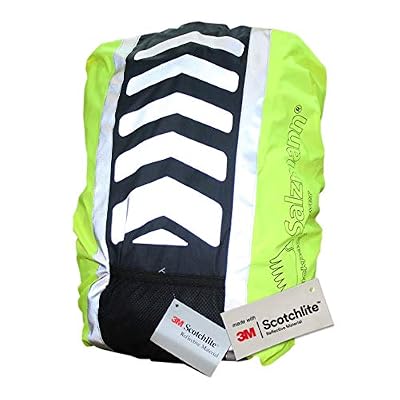 Salzmann Housse Etanche Sac à Dos Imperméable Fabriqué avec 3M Scotchlite, Couverture Anti-Pluie Réfléchissant, Protection la Pluie de Hait Visibilité pour Sac à Dos De Taille Standard (36L)