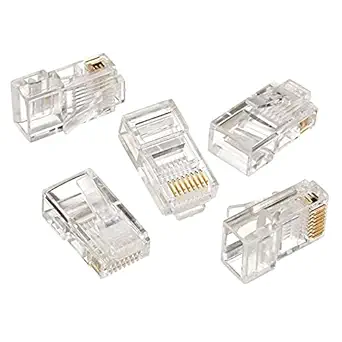 FEDUS Cat6 RJ45 Ends, Cat6 Connector, Cat6 / Cat5e RJ45 Connector, Ethernet Cable Crimp Connectors UTP Network Plug for Solid Wire and Standard Cable, LAN Crimp Module Plugs Transparent Pack of 20