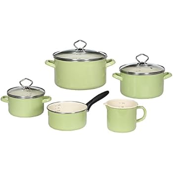 Swan 5-teiliges Pfannen-Set, Retro-Design, Aluminium, grün