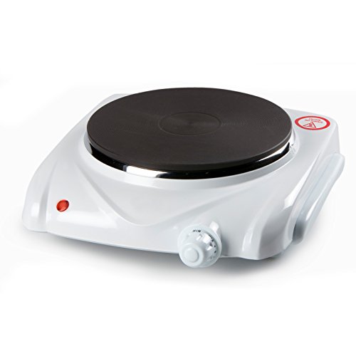 1 Brenner Kochplatte, starke 1500Watt, elektrisches 1 Platten Kochfeld, 6 Stufen Thermostat, Farbe: weiss - 2