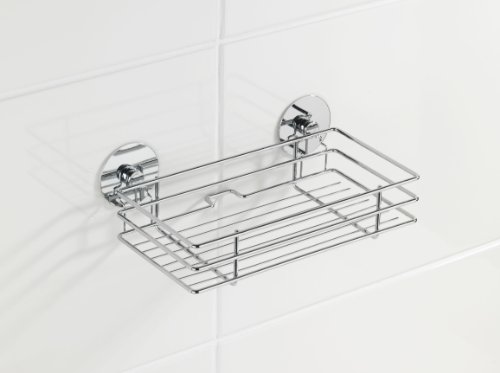 WENKO 5637100 Turbo-Loc Korb – Befestigen ohne bohren, verchromtes Metall, 24.2 x 8.2 x 14 cm, Silber glänzend - 2