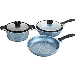 ROSSETTO Set de Friteuse 24cm+ poêle 28cm + Sauteuse 28cm, Revêtement Anti-adhérent, Font Aluminium, Tous Feux Dont Induction