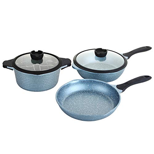 ROSSETTO Set de Friteuse 24cm+ poêle 28cm + Sauteuse 28cm, Revêtement Anti-adhérent, Font Aluminium, Tous Feux Dont Induction