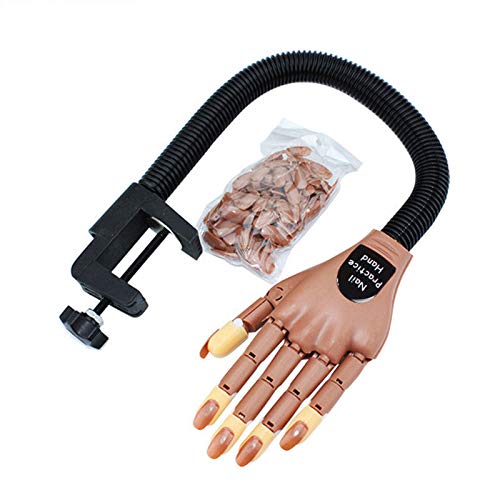 BLINNGO Main d'entraînement Nail Art,Maquillage Nail Art Formation Pratique de la main Apprentissage Modèle Ajustable Entraînement Manuel,Fausse Main Manucure(avec 100 bouts d'ongle)