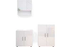 ‎VICCO Vicco Irma Bathroom Furniture, Modern Bathroom Cabinet, Vanity Cabinet, Mirror Cabinet, Tall Cabinet, Midi Cabinet, Wall Cabinet, Door Drawer (High-Gloss White, Bathroom Furniture Set 2)