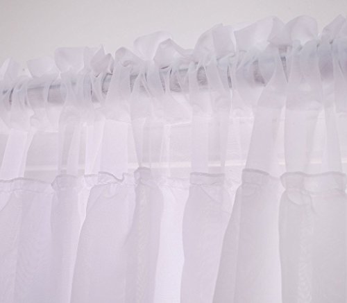 GWELL Supersanft Weiß Volant Gardine Transparent Voile Vorhang Schal mit Ösen TOP QUALITÄT für Wohnzimmer Schlafzimmer - 6