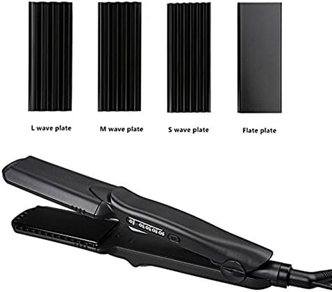 Culwad 4 In 1 Hair Crimper and Straighter Set Professional Interchageable Ceramic Plates Waver Handy For Long-lasting Small Medium Large Volume Curling & Straightening Styler