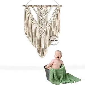 BABYMOON Macrame Wall Hanging for Parenting Family Baby Photoshoot Session Photography Props Furniture Blanket