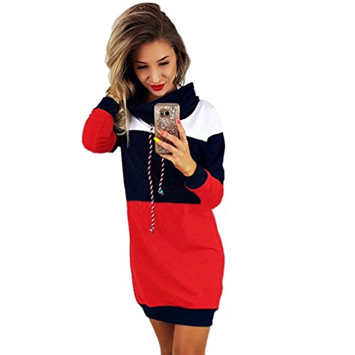 Manadlian Robe de Femme Mini-Robe Moulante à Manches Courtes (Bleu, XL)