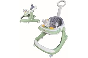 TOYPRO Walker Baby from 6 Months Foldable, Boy, Girl,3 in 1 Multi-Functional Baby boy and Girl Push Walker, Anti-Rollover Baby Walker, Foldable Baby Chair (Green)