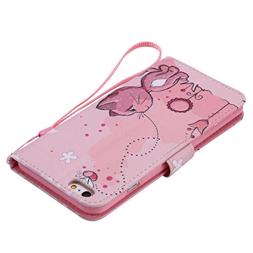 Feeltech iPhone 6 Plus/6s Plus Hülle PU-Leder und Brieftasche Bunte Muster Fall mit Magnetverschluss, Hybrid-Kickstand mit Stand-Funktion, schlagen Sie schützende weiche TPU Stoßstangenabdeckung und Kreditkartenhalter für iPhone 6 Plus/6s Plus Handgelenk Bügel-Buch-Art-Geldbeutel-Tasche mit 2 In 1 Berühren Sie Stift – Rosa Katze - 7