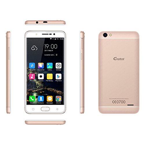 Gretel A9 Smartphone Libre 4G de 5.0 Pulgadas 1280 * 720 Quad Core (2 GB de RAM, 16 GB de ROM,  Android 6.0 MT6737 Quad-core, Sim Cámara dual 8MP + 2 MP)