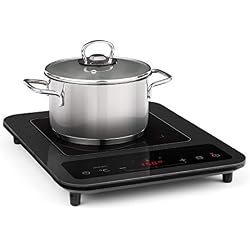 Klarstein SlimChef plaque de cuisson - plaque de cuisson à induction, 1800W, 10 réglages de puissance et de température, écran LED, minuterie d'arrêt, vitrocéramique, sécurité enfants, noir