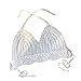 Produktbild FENICAL Handarbeit häkeln Bralette Bikini Top Strand Stricken Bralette aushöhlen Stricken Bikini Unterwäsche für Frau Dame weiblich - Größe S (weiß)
