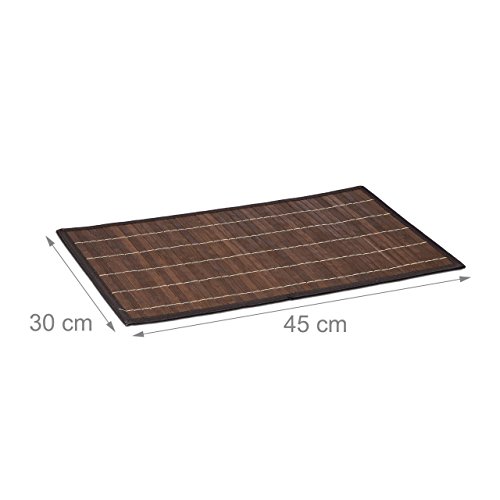 Relaxdays Tischset 6 teilig, Platzdeckchen, Bambus, rutschhemmende Unterseite, 30 x 45 cm, 6er Platzset, 6 Tischmatten, abwischbar, braun - 4
