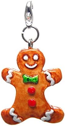 Miyabilondon Ginger Bread Man Clip On Charm Pendant Handmade Porcelain