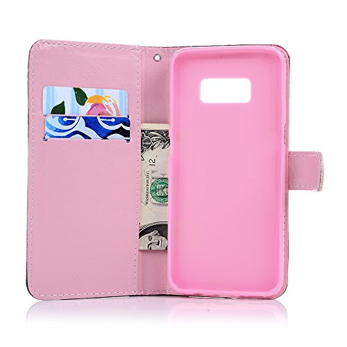 Lanveni S8 Hülle, Handyhülle für Flip Case Cover PU Lederhülle Schutzhülle Magnetverschluss Ledertasche mit Stander Function Brieftasche Card Slot Handy Tasche mit Bunte Gemalt Design für Samsung Galaxy S8 (Blauer Schmetterling) - 6