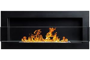 GLOBMETAL Caminetto a Bioetanolo Biocamino da incasso e da parete Biocamino 90 cm con vetro Cert. TUV